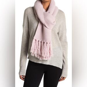 NWT UGG Pink Chunky Knit Scarf with Fringe